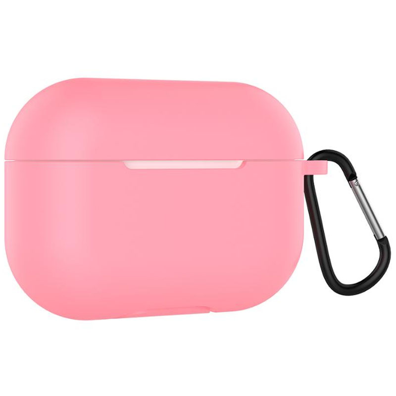 Силиконовый футляр для наушников Airpods Pro Slim + карабин (Розовый / Light pink)