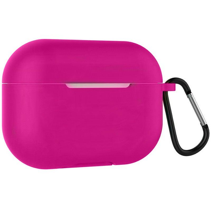Силіконовий футляр для навушників Airpods Pro Slim + карабін (Рожевий / Shiny pink)
