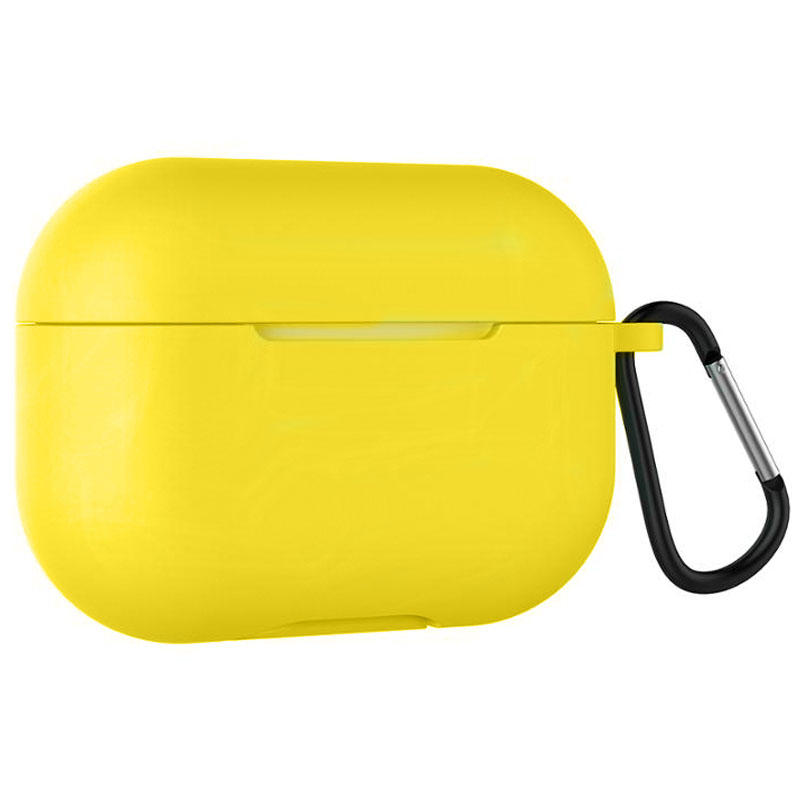 Силіконовий футляр для навушників Airpods Pro Slim + карабін (Жовтий / Neon Yellow)