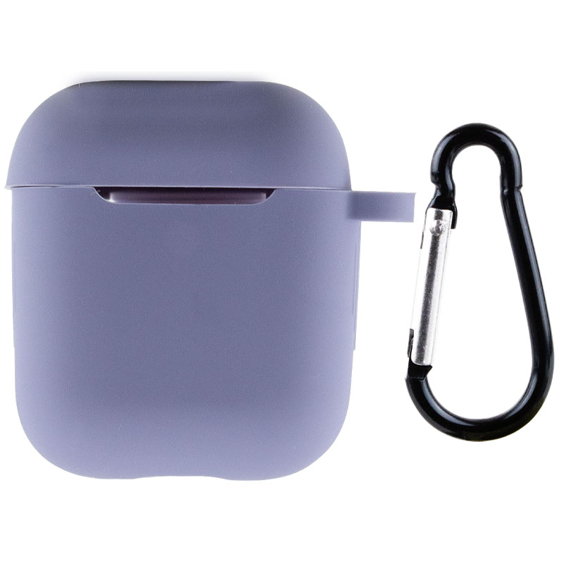 Силіконовий футляр New з карабіном для навушників Airpods 1/2 (Сірий / Lavender Gray)
