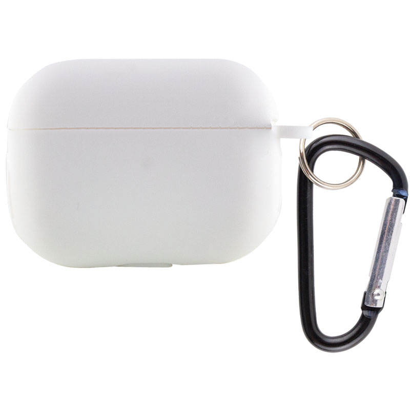 Силіконовий футляр New з карабіном для навушників Airpods Pro (Білий / White)