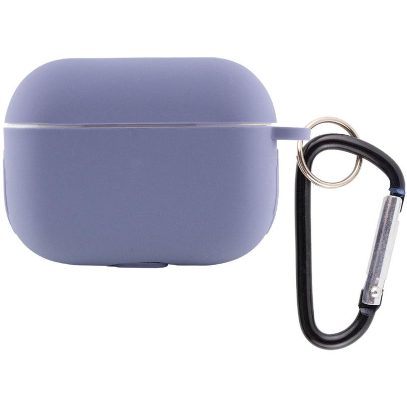 Силіконовий футляр New з карабіном для навушників Airpods Pro (Сірий / Lavender Gray)