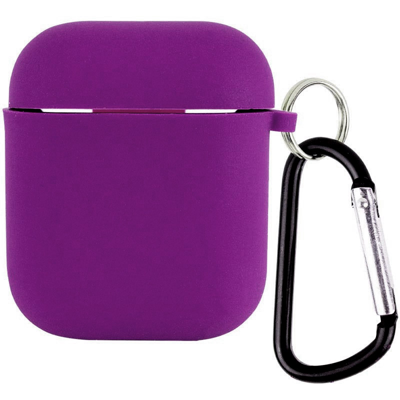 Силиконовый футляр с микрофиброй для наушников Airpods 1/2 (Фиолетовый / Grape)