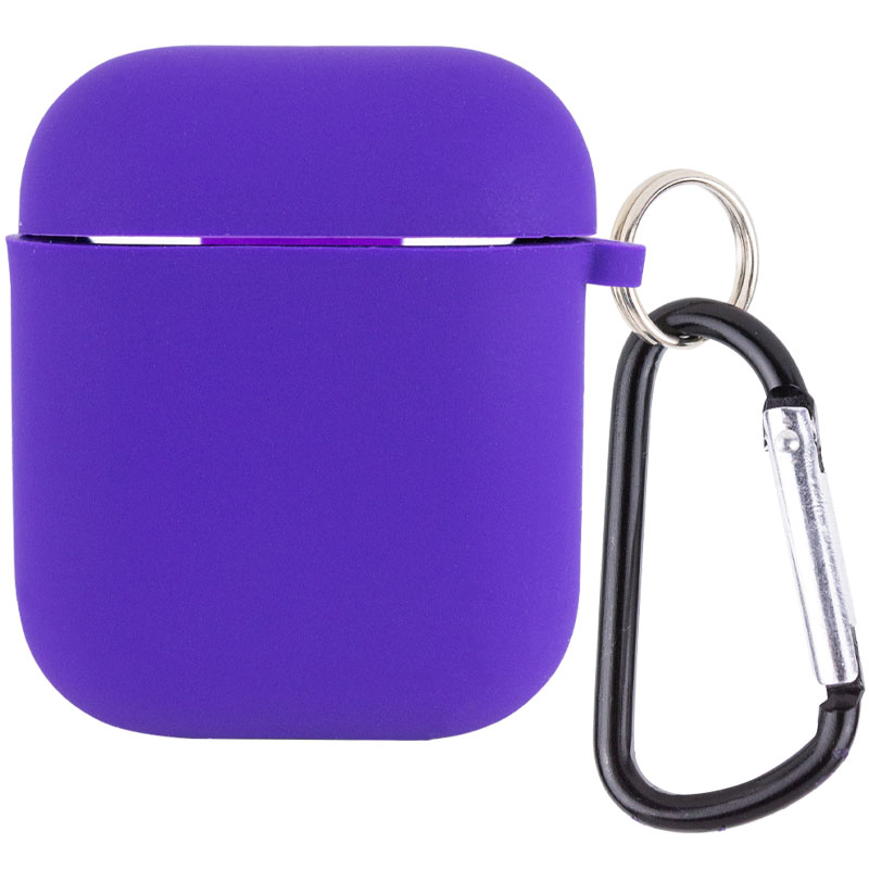Силиконовый футляр с микрофиброй для наушников Airpods 1/2 (Фиолетовый / Ultra Violet)