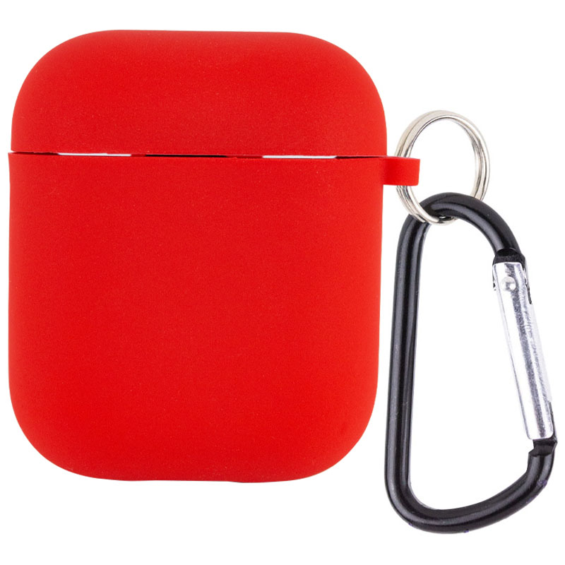 Силиконовый футляр с микрофиброй для наушников Airpods 1/2 (Красный / Red)