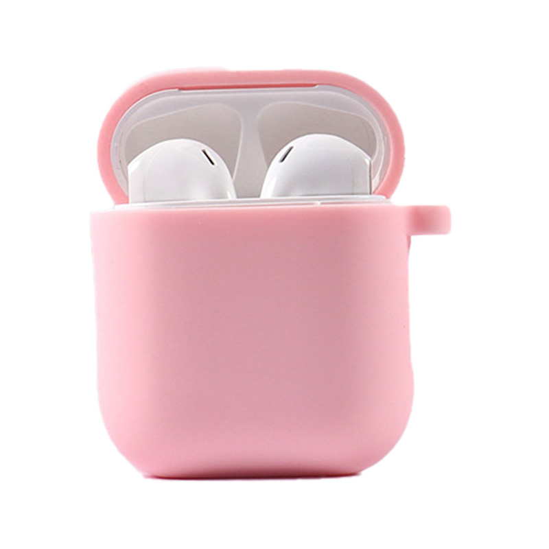 Силіконовий футляр з мікрофіброю для навушників Airpods 1/2 (Рожевий / Pink)