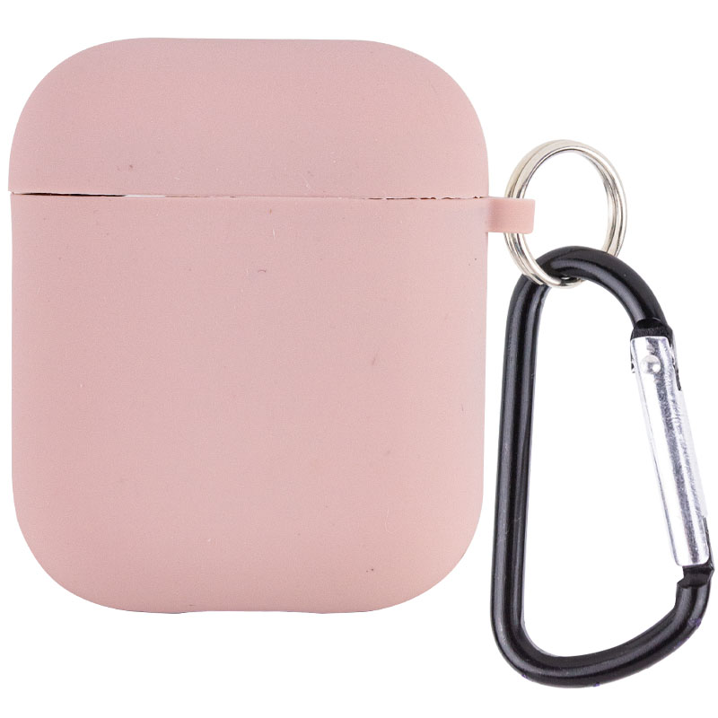 Силиконовый футляр с микрофиброй для наушников Airpods 1/2 (Розовый / Pink Sand)