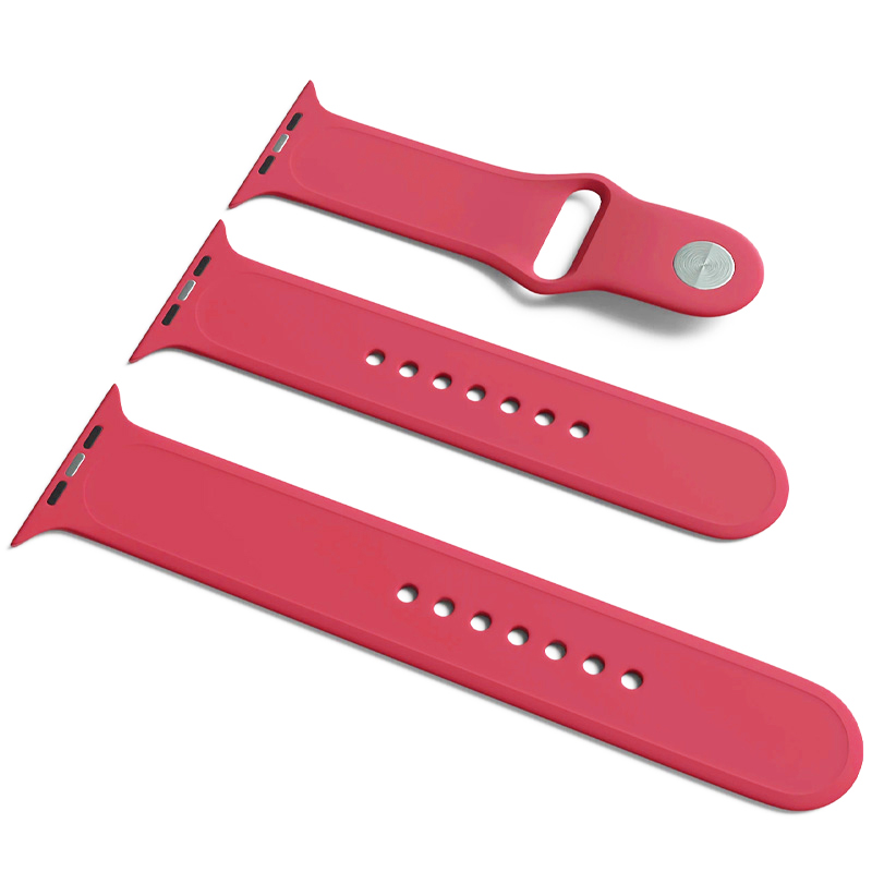 Силиконовый ремешок для Apple Watch Sport Band 38/40/41/42mm (S/M & M/L) 3pcs (Малиновый / Pomegranate)