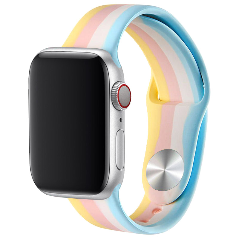 Силіконовий ремінець Rainbow для Apple watch 42mm / 44mm (Жовтий / блакитний)