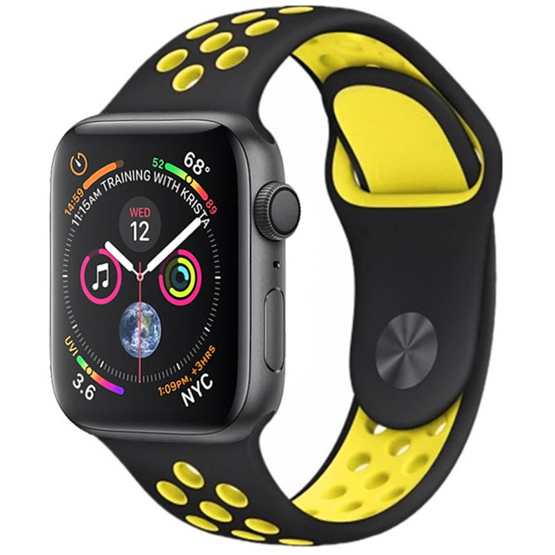 Силиконовый ремешок Sport+ для Apple watch 38mm / 40mm (black/yellow)