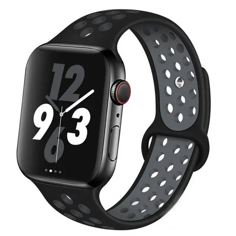 Силиконовый ремешок Sport+ для Apple watch 42mm / 44mm (black/gray)