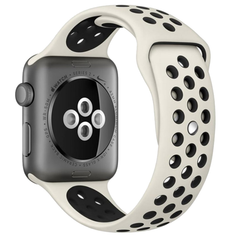 Силиконовый ремешок Sport+ для Apple watch 38mm / 40mm (Antigue White / Black)