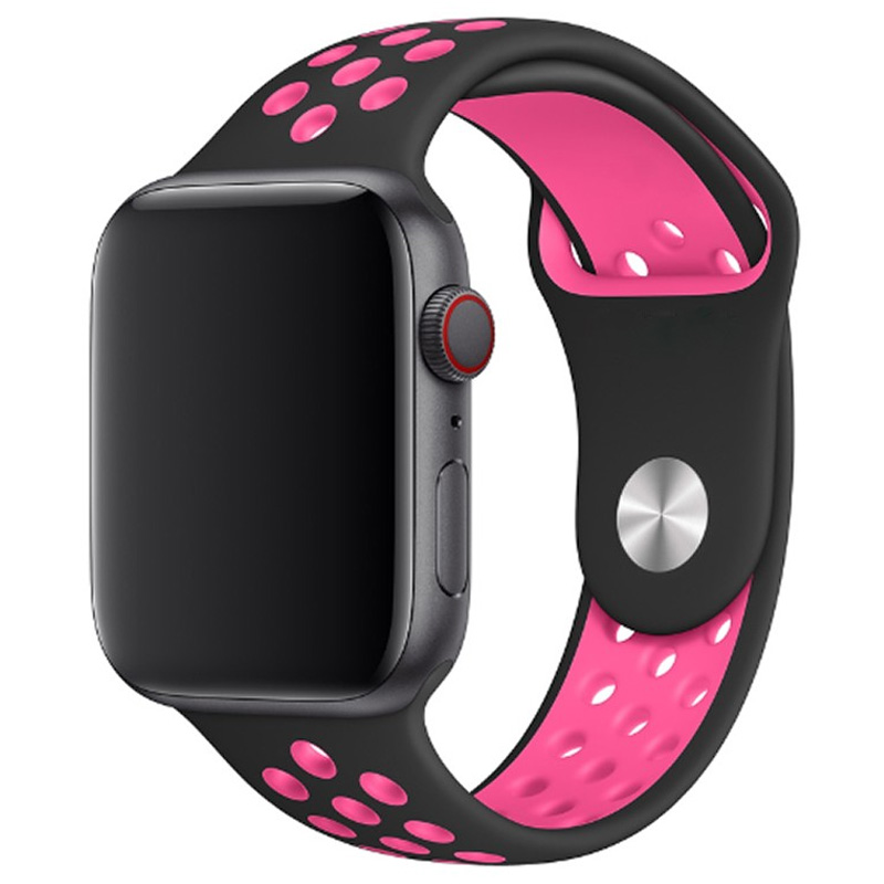 Силиконовый ремешок Sport+ для Apple watch 38mm / 40mm (black/pink)