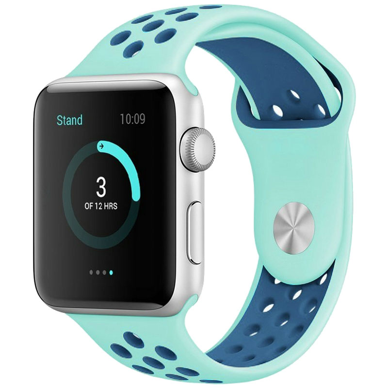 Силиконовый ремешок Sport+ для Apple watch 38mm / 40mm (marine green/ blue)