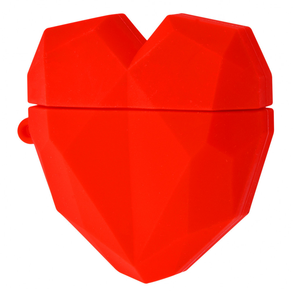 Силиконовый футляр Heart series для наушников AirPods 1/2 (Красный)