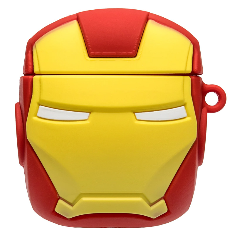 Силиконовый футляр Marvel & DC series для наушников AirPods 1/2 + карабин (Iron Man / Красный)