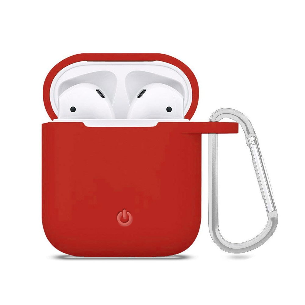 Силіконовий футляр з карабіном для навушників AirPods (Червоний / Red)