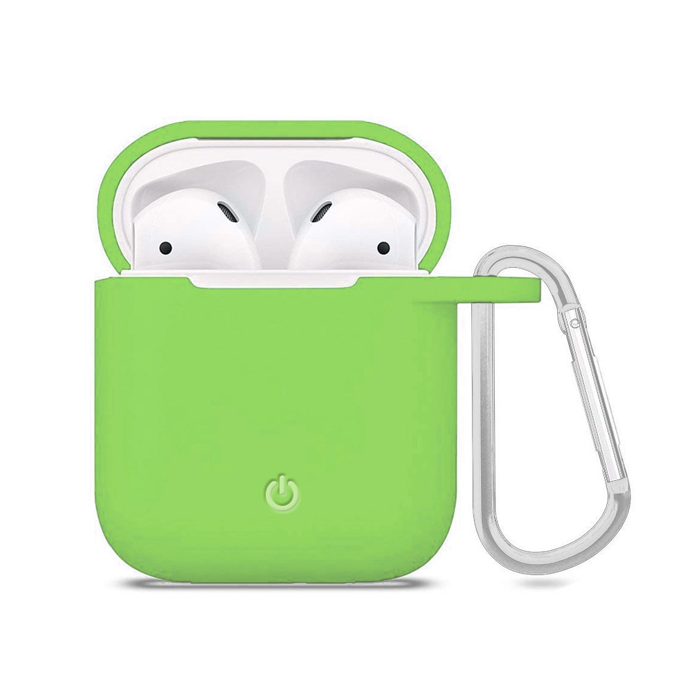 Силіконовий футляр з карабіном для навушників AirPods (Зелений / Green)