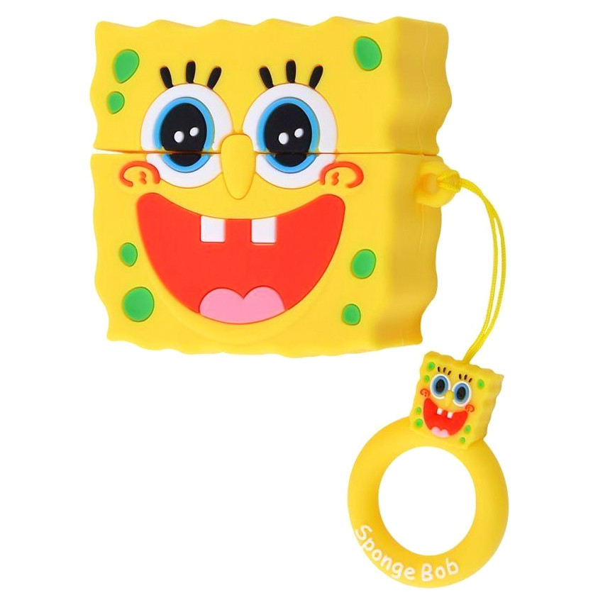 Силиконовый футляр с кольцом SpongeBob для наушников AirPods Pro (Sponge Bob / Желтый)