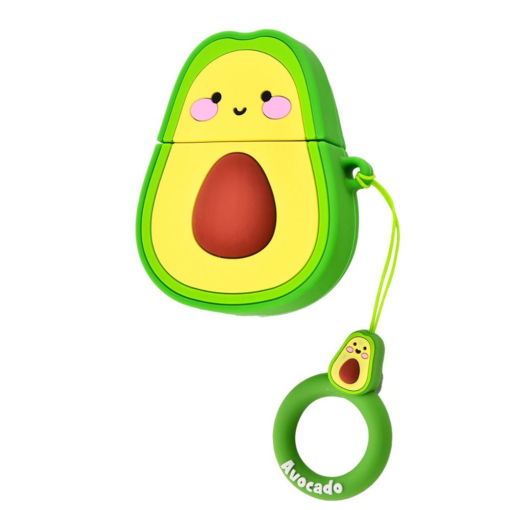 Силиконовый футляр Smile Fruits series для наушников AirPods 1/2 + кольцо (Avocado)