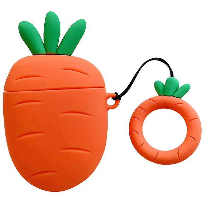 Силиконовый футляр Smile Fruits series для наушников AirPods 1/2 + кольцо (Carrot)