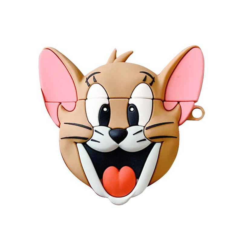 Силіконовий футляр Tom & Jerry series для навушників AirPods + карабін (Джерри/коричневий)