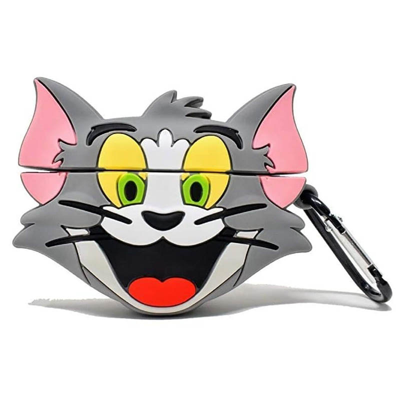 Силиконовый футляр Tom & Jerry series для наушников AirPods Pro + карабин (Том/Серый)