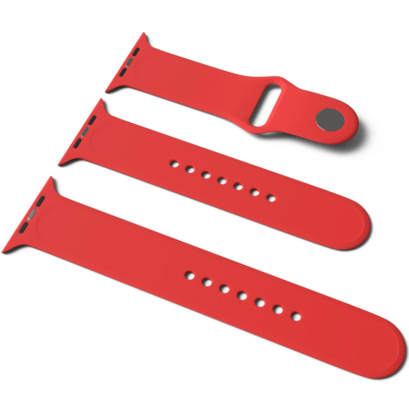 Силиконовый ремешок для Apple Watch Sport Band 42 / 44 / 45 / 49 (S/M & M/L) 3pcs (Красный / Red)