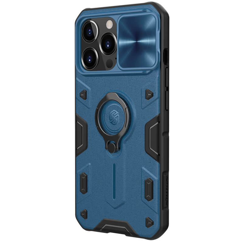 TPU+PC чехол Nillkin CamShield Armor no logo (шторка на камеру) для Apple iPhone 13 Pro (6.1") (Синий)