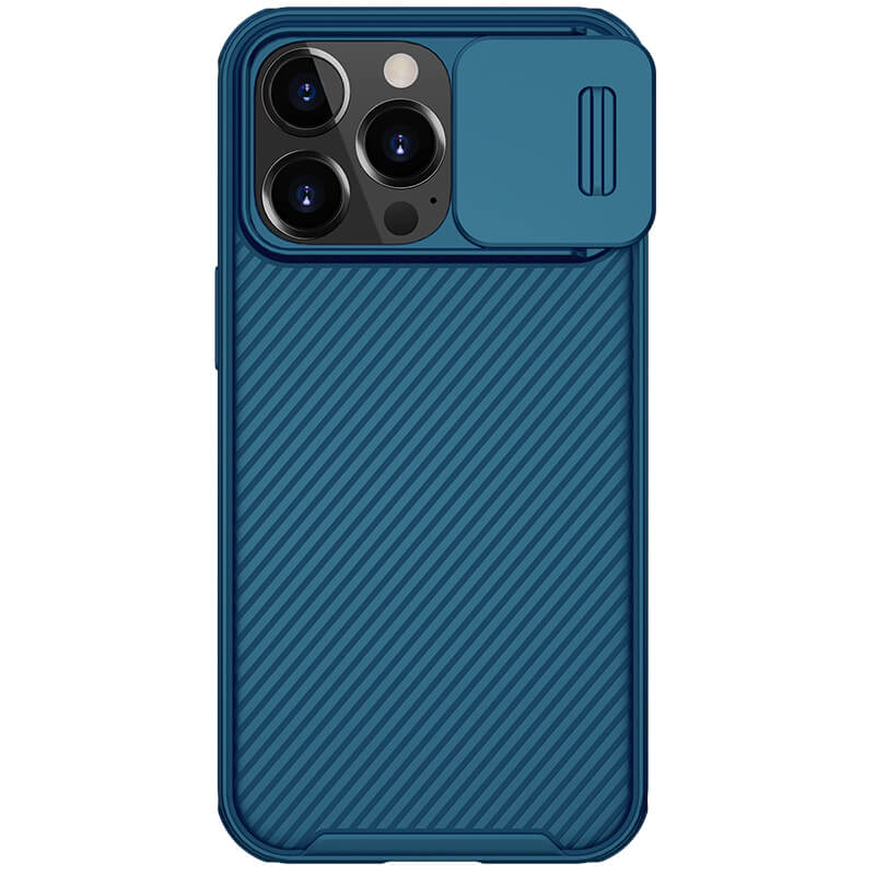 Карбоновая накладка Nillkin CamShield Pro Magnetic для Apple iPhone 13 Pro Max (6.7") (Синий)