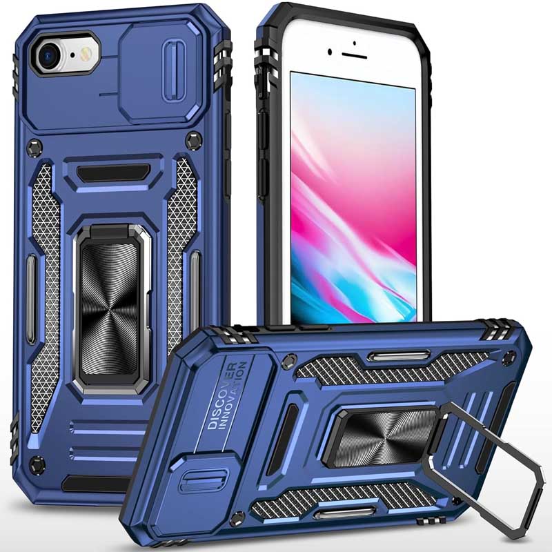 Ударопрочный чехол Camshield Army Ring для Apple iPhone 7 / 8 / SE (2020) (4.7") (Синий / Navy)