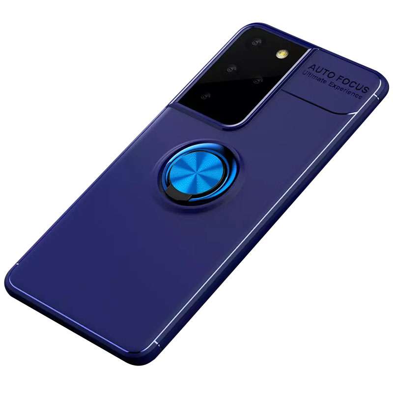 TPU чехол Deen ColorRing под магнитный держатель (opp) для Samsung Galaxy S21 Ultra (Синий / Синий)