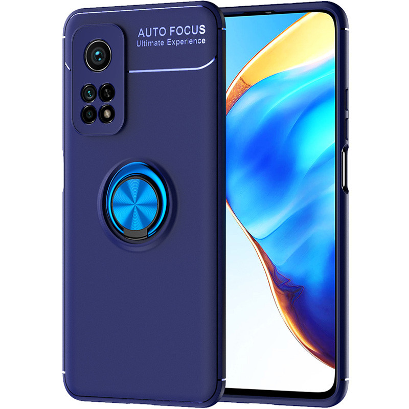 TPU чехол Deen ColorRing под магнитный держатель (opp) для Xiaomi Mi 10T Pro (Синий / Синий)