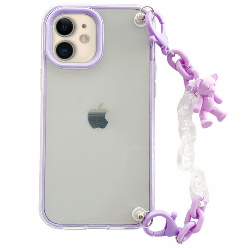 Чехол Crystal Bear c подвесной цепочкой для Apple iPhone 12 mini (5.4") (Сиреневый)