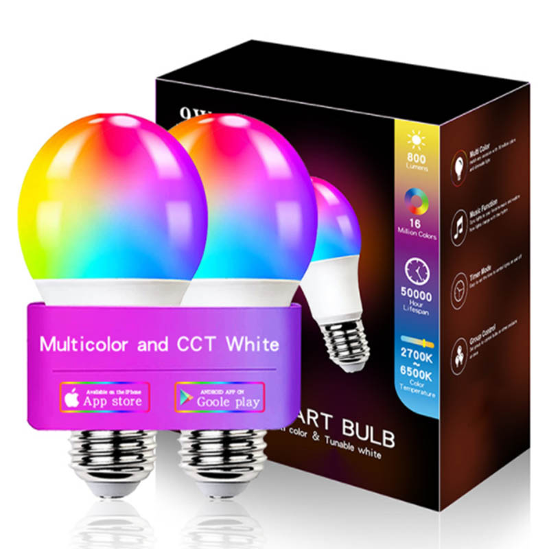 Світлодіодна RGB лампочка Smart bulb light 2pcs with Bluetooth E27 with app (White)