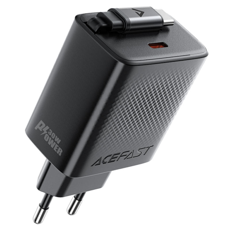 СЗУ Acefast A110 GaN With Retractable Cable Type-C PD30W (1USB-C) (Black)