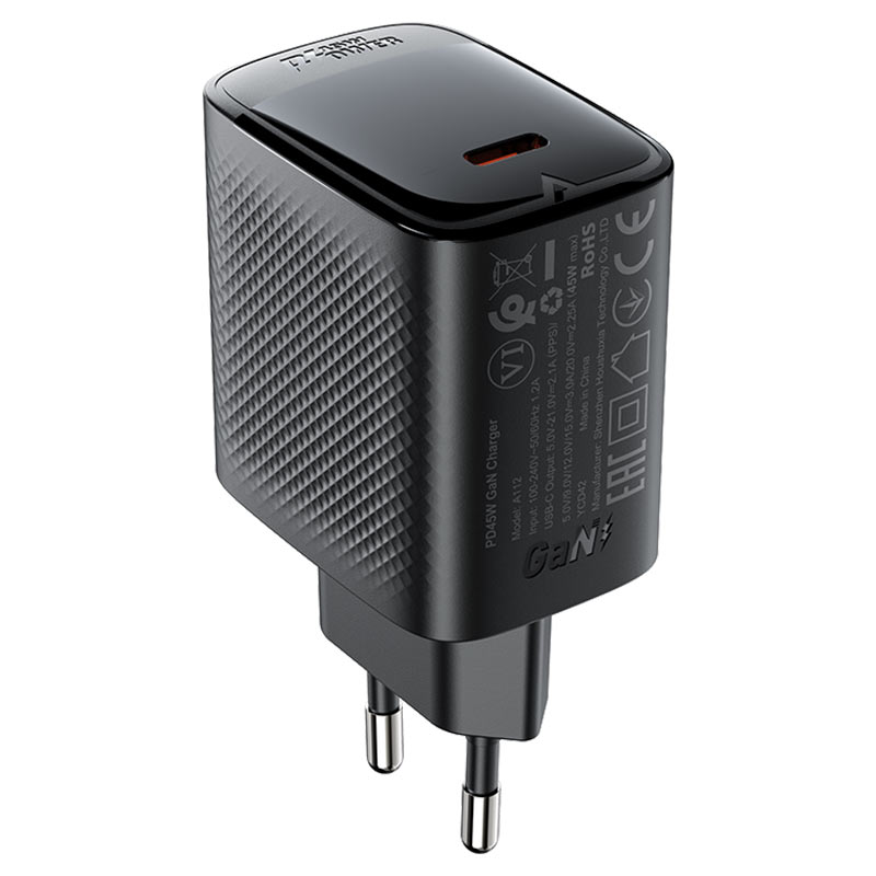 СЗУ Acefast A112 GaN PD45W (1USB-C) (Black)
