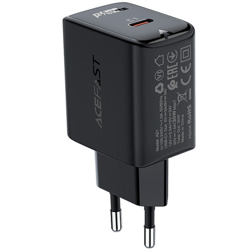 СЗУ Acefast A21 30W GaN single USB-C (Black)