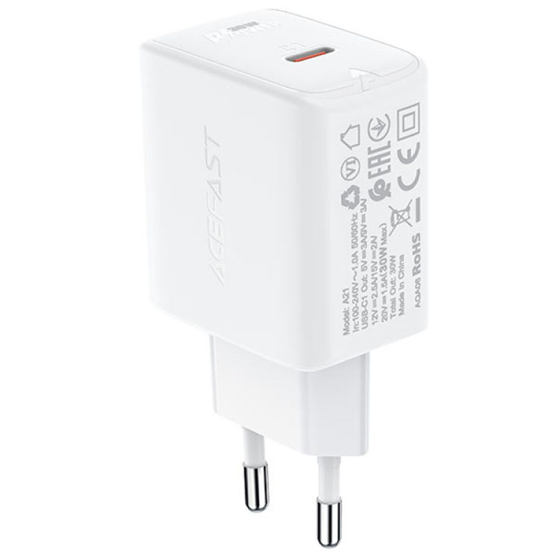 МЗП Acefast A21 30W GaN single USB-C (White)