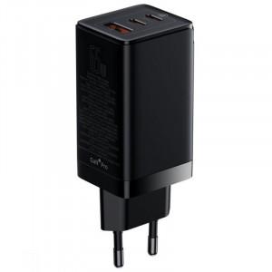 МЗП Baseus GaN3 Pro 2хType-C+USB 65W EU(with Cable Type-C  to Type-C 100W(20V/5A) 1m)