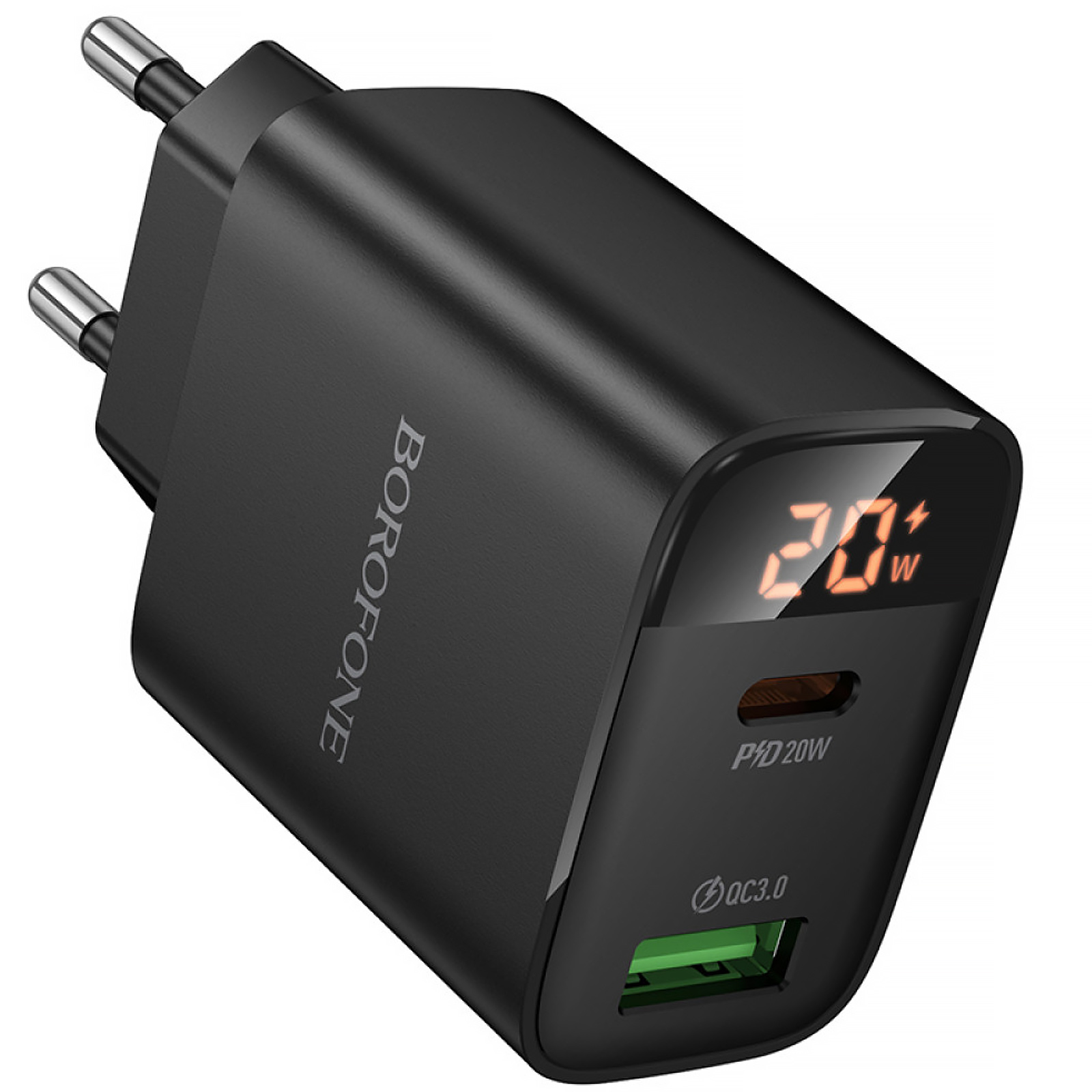 СЗУ Borofone BA96A Ilustre with digital display PD20W+QC3.0 (1USB-A/1C) (Black)