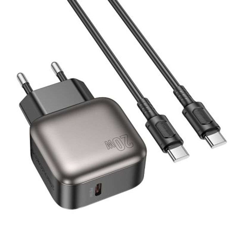 МЗП Borofone BAS53A Absolute PD20W (1USB-C) + Type-C to Type-C (Black)