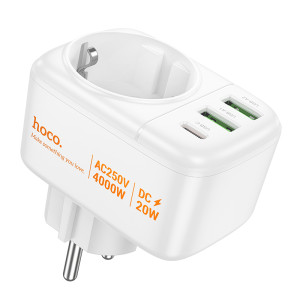 СЗУ Hoco AC26 Changer Outlet Extender 20W (2USB-A/1C/1Socket)