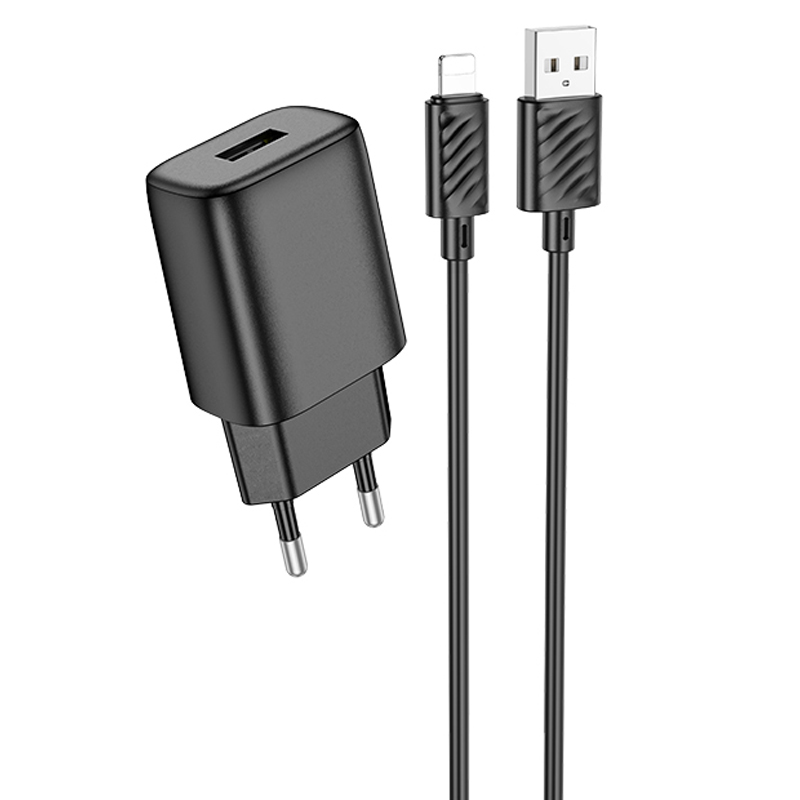 МПЗ Hoco C134A Solid 12W (1USB-A) + кабель USB to Lightning (Black)