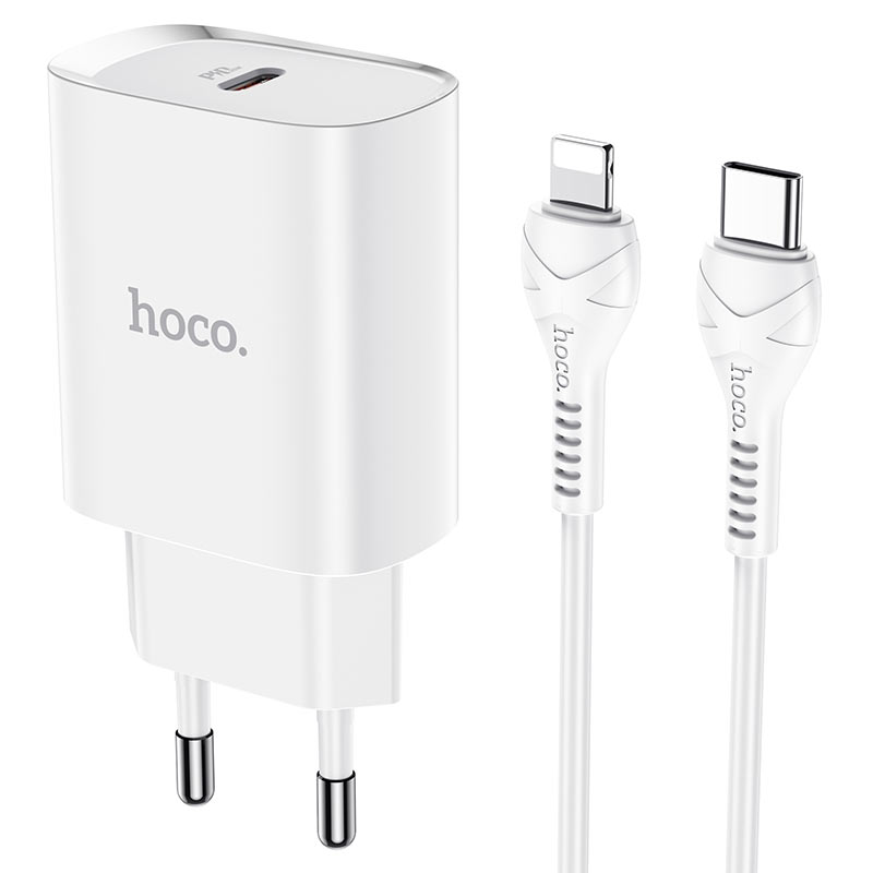 СЗУ HOCO N14 PD 20W 1Type-C + Type-C to Lightning (Белый)