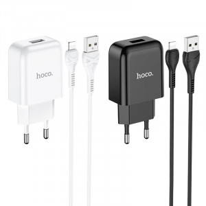 СЗУ HOCO N2 (1USB/2.1A) + USB - Lightning