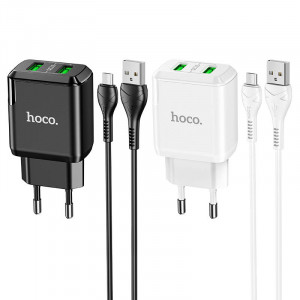 МЗП HOCO N6 QC3.0 (2USB/3A) + USB - MicroUSB
