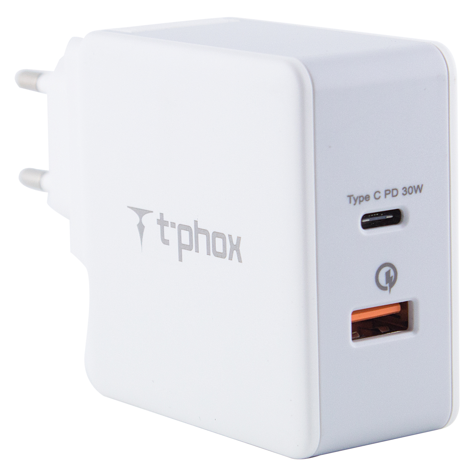 СЗУ PD адаптер T-phox (48W: PD 30W + USB QuickCharge QC 3.0 18W) (Белый)