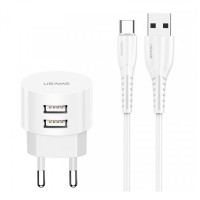 СЗУ USAMS T20 Dual USB Round Travel Charger (EU)+U35 Type-C cable