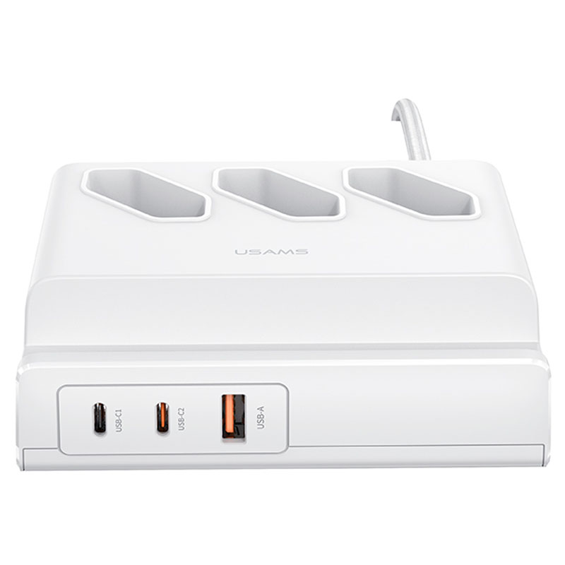 МЗП Usams US-CC160 P1 65W Super Si Fast Charging USB Extension Socket (White)
